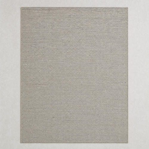 Flatweave Rug in stone grey: a large flat-woven cotton rug with a fine horizontal rib