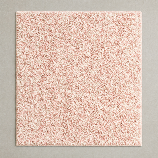Shaggy Mat in pink and cream: a deep uncut cotton loop pile in mingled tones